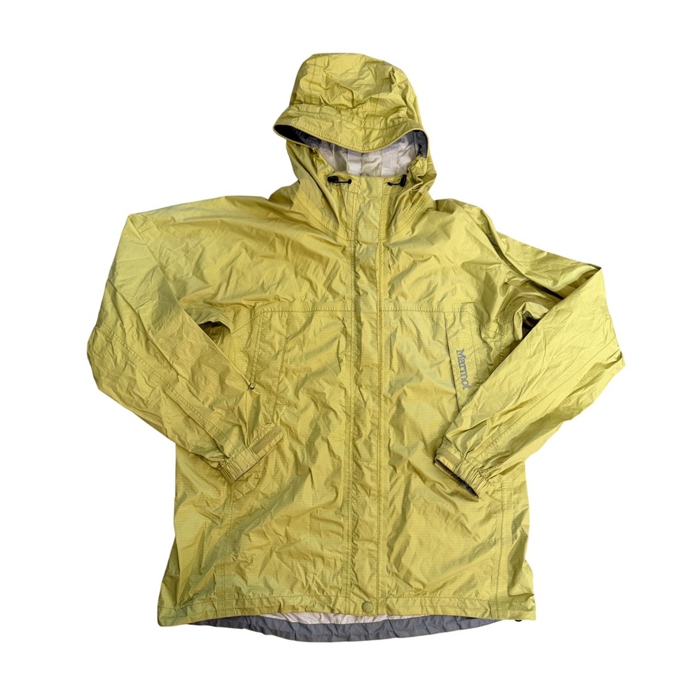 Marmot Womens PreCip Rain Jacket Lime Green Ripstop Hooded Shell Size M Outdoor